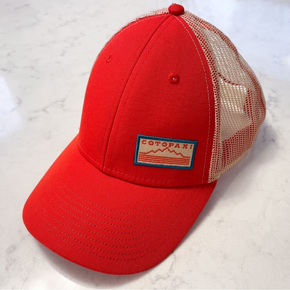 COTOPAXI Trucker Hat - Red/Orange Vermillion - Mesh Panel - Adjustable Snapback